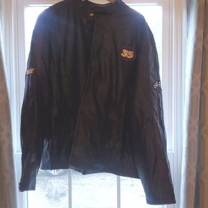 EMC leather look vintage racing jacket with red detailing